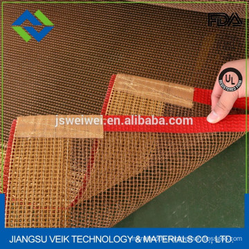 4*4mm?mesh?size Imported kevlar or Ptfe teflon coated fiberglass mesh conveyor belt for tunnel industrial microwave machine